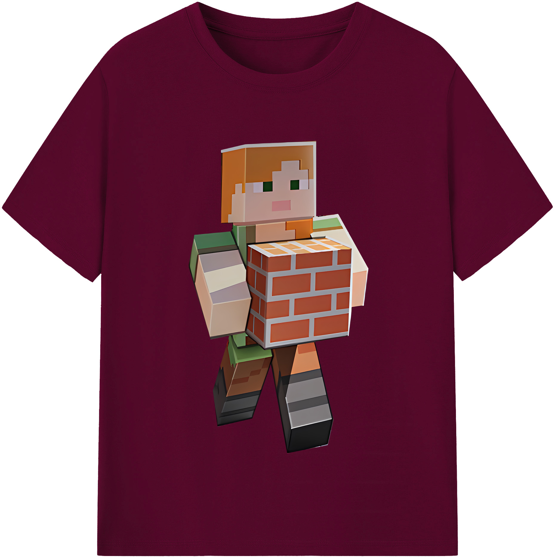 （画像用） マインクラフト ブロックの世界 Minecraft MC Block world レディースカジュアルプリントTシャツ（綿100％）